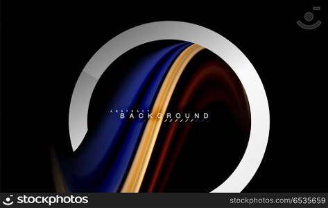 Rainbow fluid colors wave and metallic geometric shape. Rainbow fluid colors wave and metallic geometric shape. Artistic illustration for presentation, app wallpaper, banner or poster