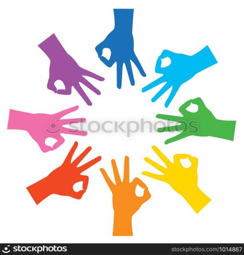 rainbow hands okay sign vector