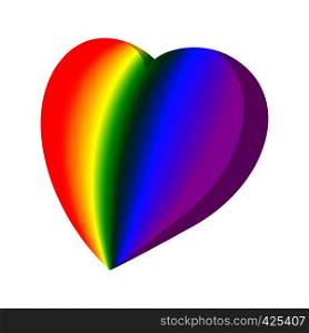 Rainbow heart cartoon icon on a white background. Rainbow heart cartoon icon