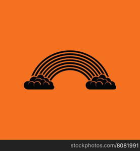 Rainbow icon. Orange background with black. Vector illustration.