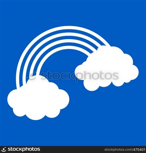 Rainbow icon white isolated on blue background vector illustration. Rainbow icon white