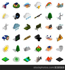 Rainbow icons set. Isometric style of 36 rainbow vector icons for web isolated on white background. Rainbow icons set, isometric style