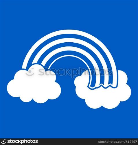 Rainbow LGBT icon white isolated on blue background vector illustration. Rainbow LGBT icon white