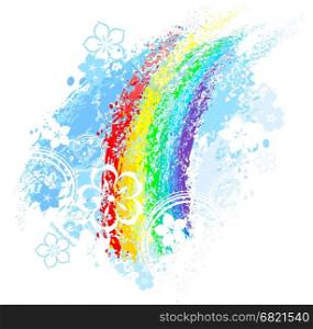 rainbow painted with colored chalk on a white background.&#xA;