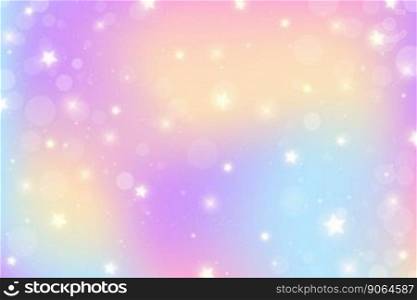 Rainbow pastel background. Unicorn sky with glittering sky. Candy galaxy with watercolor light texture. Girly cute magic wallpaper. Holographic vector abstract illustration. Rainbow pastel background. Unicorn sky with glittering sky. Candy galaxy with watercolor light texture. Girly cute magic wallpaper. Holographic vector abstract illustration.