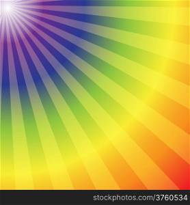 Rainbow radial rays abstract background, vector illustration