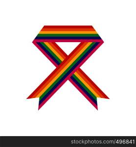 Rainbow ribbon flat icon isolated on white background. Rainbow ribbon flat icon