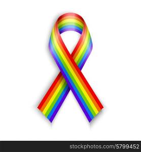 Rainbow Ribbons. Isolated on white with transparent shadow. . Rainbow Ribbons. Isolated on white with transparent shadow. LGBT flag