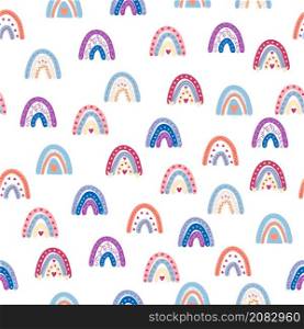 Rainbow seamless pattern in pastel colors. Scandinavian baby hand drawn illustration perfect for textiles and newborn clothes.. Rainbow seamless pattern in pastel colors. Scandinavian baby hand drawn illustration for textiles and newborn clothes.