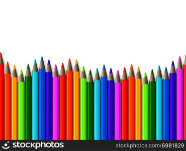 Rainbow seamless row of color drawing pencils vector illustration. Color pencil sharp stationery. Rainbow seamless row of color drawing pencils vector illustration