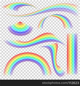 Rainbow Set Vector. Different Shape Collection. Realistic Rainbow Set Isolated On Transparent Background.. Rainbow Set Vector. Different Shape Collection. Realistic Rainbow Set Isolated Transparent Background.