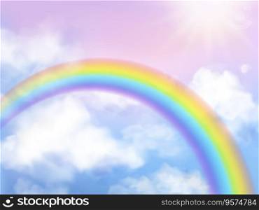Rainbow sky fantasy heaven landscape vector image