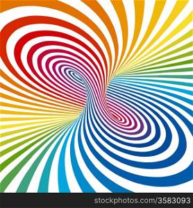 Rainbow stripes projection on torus. Vector illustration