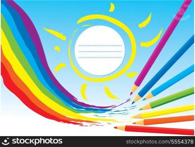Rainbow, sun and color Pencils - Design Concept for album