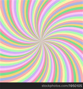Rainbow swirl background. Radial pastel rainbow of twisted spiral. Vector illustration. Rainbow swirl background. Radial pastel rainbow of twisted spiral. Vector illustration.