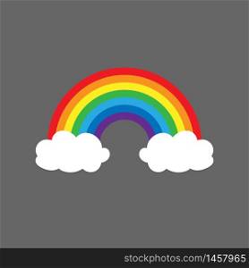Rainbow symbol icon with clouds isolated on gray background Vector EPS 10. Rainbow symbol icon with clouds isolated on gray background. Vector EPS 10