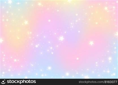 Rainbow unicorn background. Pastel gradient color sky with glitter. Magic galaxy space and stars. Vector abstract pattern. Rainbow unicorn background. Pastel gradient color sky with glitter. Magic galaxy space and stars. Vector abstract pattern.