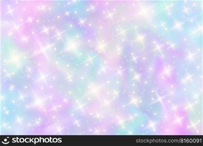 Rainbow unicorn background. Pastel gradient color sky with glitter stars. Magicπnk galaxy space. Vector fairy abstract pattern. Rainbow unicorn background. Pastel gradient color sky with glitter stars. Magicπnk galaxy space. Vector fairy abstract pattern.