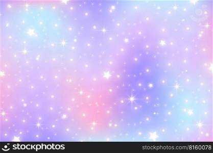 Rainbow unicorn background. Pastel gradient color sky with glitter stars. Magic pink galaxy space. Vector fairy abstract pattern. Rainbow unicorn background. Pastel gradient color sky with glitter stars. Magic pink galaxy space. Vector fairy abstract pattern.
