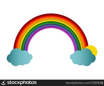 Rainbow with clouds on blank background. Vector illustration. Rainbow with clouds on blank background. Vector