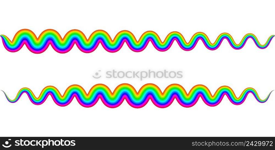 rainbow zigzag snake wave, wavy spring symbol, vector wavy rainbow sign of spring