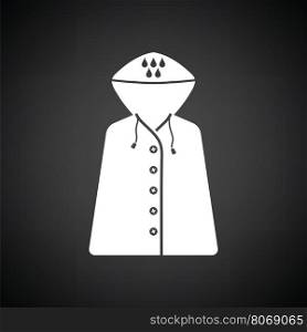 Raincoat icon. Black background with white. Vector illustration.