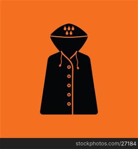 Raincoat icon. Orange background with black. Vector illustration.