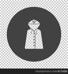 Raincoat icon. Subtract stencil design on tranparency grid. Vector illustration.