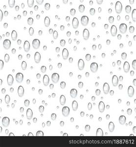 Raindrops fogged glass window. Water drop seamless pattern. Fresh rain drops. Condensation or irrigation abstract background, insulated or ventilation backdrop. Decor texture, vector isolated print. Raindrops fogged glass window. Water drop seamless pattern. Fresh rain drops. Condensation or irrigation abstract background, insulated or ventilation backdrop. Decor texture vector print