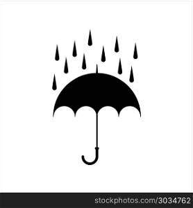 Raindrops Tripping On Umbrella Icon Vector Art Illustration. Raindrops Tripping On Umbrella Icon