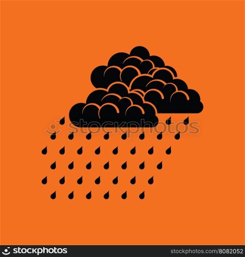 Rainfall icon. Orange background with black. Vector illustration.