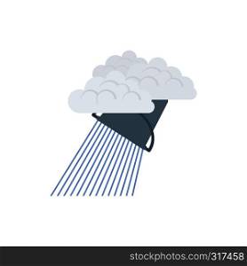 Rainfall like from bucket icon. Flat color design. Vector illustration.