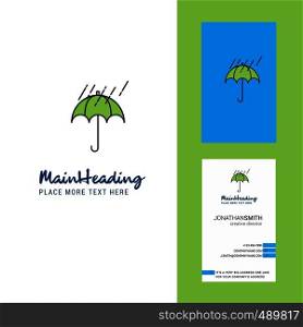 Raining and Umbrella Creative Logo and business card. vertical Design Vector