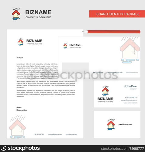 Raining Business Letterhead, Envelope and visiting Card Design vector template