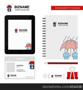 Raining Business Logo, Tab App, Diary PVC Employee Card and USB Brand Stationary Package Design Vector Template