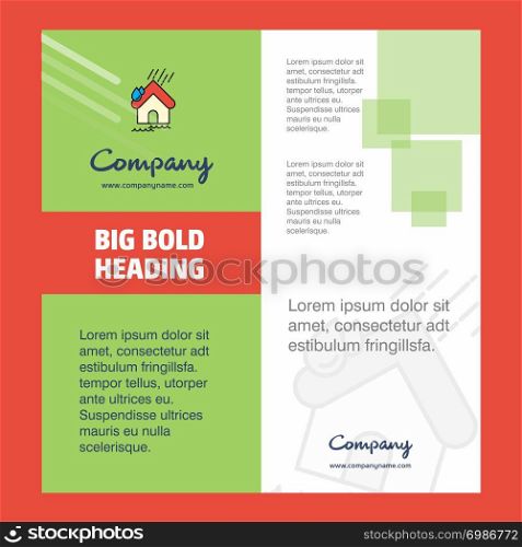 Raining Company Brochure Title Page Design. Company profile, annual report, presentations, leaflet Vector Background