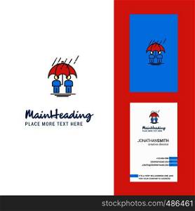 Raining Creative Logo and business card. vertical Design Vector
