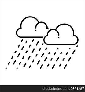 Raining Icon, Liquid Water Falling Form Cloud In The Form Of Droplets Vector Art Illustration