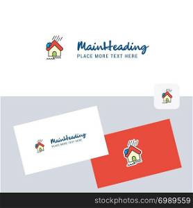 Raining vector logotype with business card template. Elegant corporate identity. - Vector