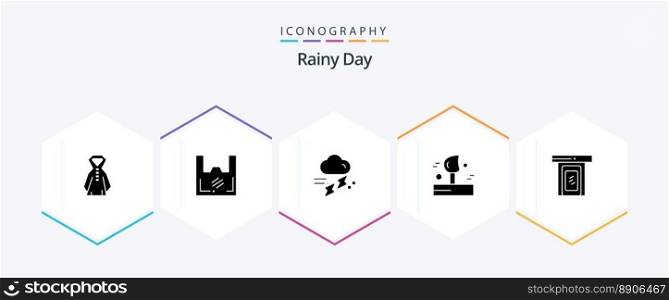Rainy 25 Glyph icon pack including rainy. wind. cloud. weather. thunder