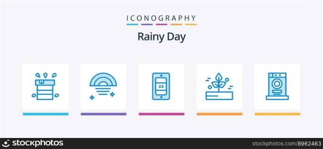 Rainy Blue 5 Icon Pack Including clothes. rain. weather. plant. agriculture. Creative Icons Design