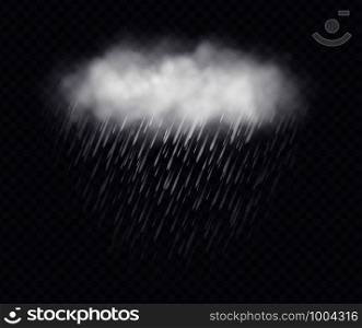 Rainy cloud isolated on transparent background. Realistic storm cloud with rain. Weather vector illustration.. Rainy cloud isolated on transparent background. Realistic storm cloud with rain.