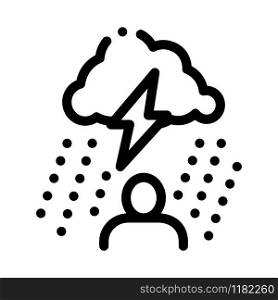Rainy Cloud Man Icon Vector. Outline Rainy Cloud Man Sign. Isolated Contour Symbol Illustration. Rainy Cloud Man Icon Vector Outline Illustration