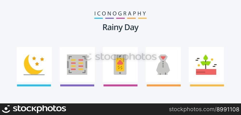 Rainy Flat 5 Icon Pack Including rain. leaf. chalk. agriculture. rain. Creative Icons Design