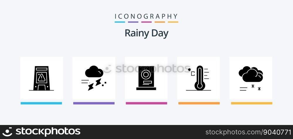 Rainy Glyph 5 Icon Pack Including sun. light. rainy. cloud. furniture. Creative Icons Design