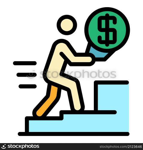 Raise money icon. Outline raise money vector icon color flat isolated. Raise money icon color outline vector