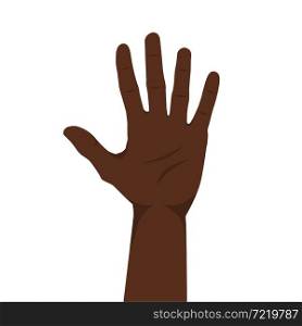 Raised African American hand. Palm. Flat style. Vector illustration