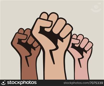Raised three fists, power to the people