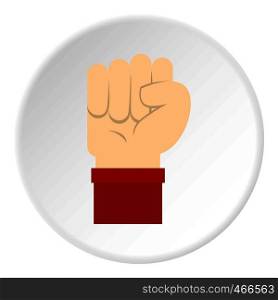 Raised up clenched male fist icon in flat circle isolated on white background vector illustration for web. Raised up clenched male fist icon circle