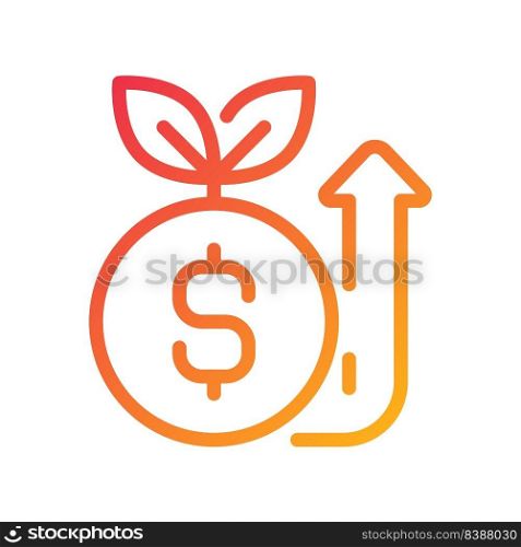 Raising money pixel perfect gradient linear vector icon. Fundraising event. Crowdfunding campaign. Startup capital. Thin line color symbol. Modern style pictogram. Vector isolated outline drawing. Raising money pixel perfect gradient linear vector icon